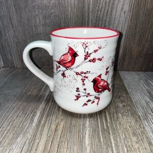 Peppermint & Pine Red Male Cardinals Berry Branch Speckled 18 Fl Oz Coffee Mug